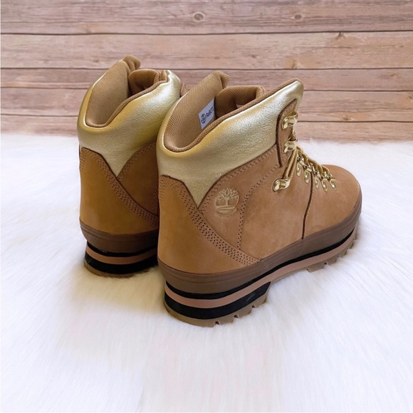 Timberland Women’s Euro Hiker Waterproof Wheat And Gold Boots - Picture 5 of 8